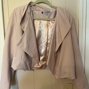 Jennifer Lopez Pink Cropped Waterfall Blazer